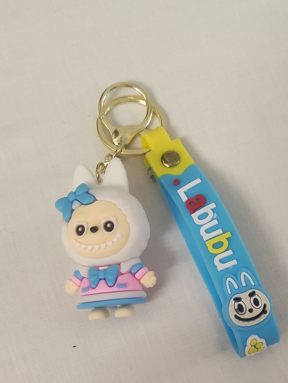 Labubu Blue & Yellow Character Keychain with Cute Doll Charm